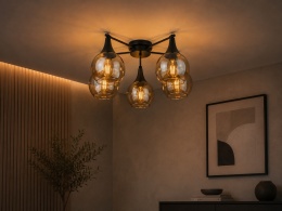 Lampa sufitowa 5xE27 STAR HONEY BLACK
