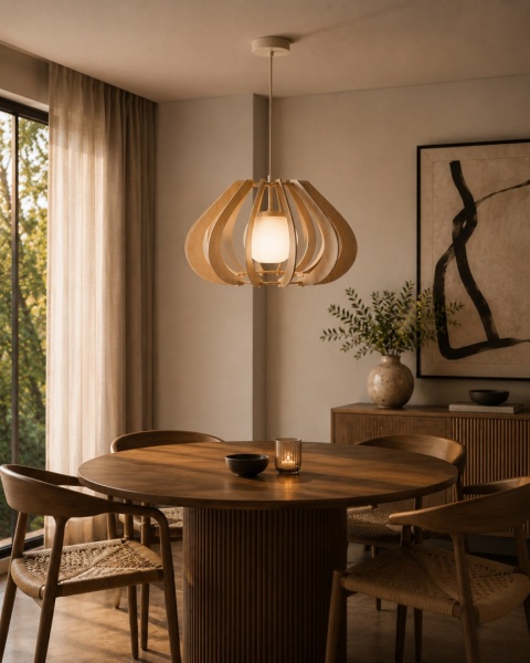 Lampa wisząca 1xE14 Alva Natural/Latte
