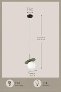 Lampa wisząca 1xE14 Aura Black/Khaki