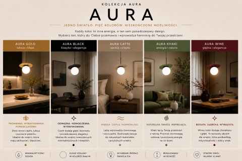Lampa wisząca 1xE14 Aura Black/Khaki
