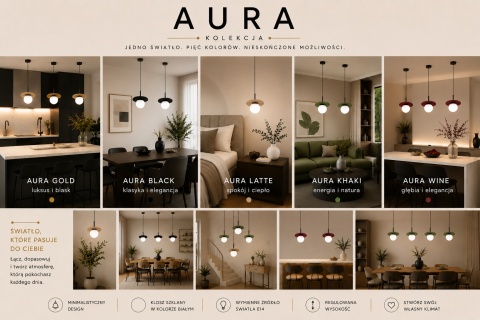 Lampa wisząca 1xE14 Aura Black/Khaki