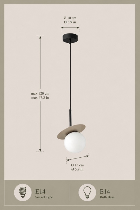 Lampa wisząca 1xE14 Aura Black/Latte