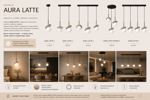 Lampa wisząca 1xE14 Aura Black/Latte