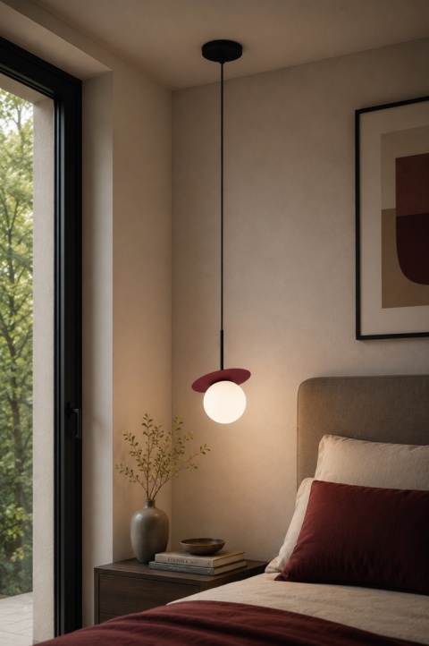 Lampa wisząca 1xE14 Aura Black/Wine