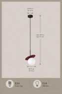 Lampa wisząca 1xE14 Aura Black/Wine