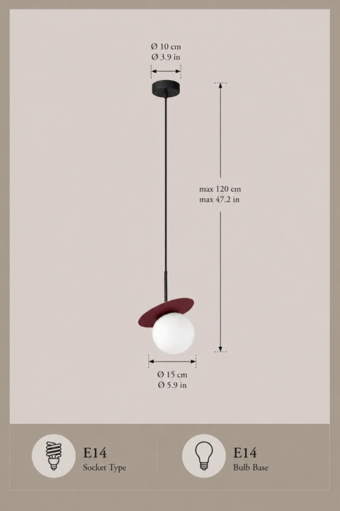 Lampa wisząca 1xE14 Aura Black/Wine