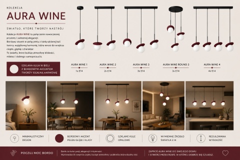 Lampa wisząca 1xE14 Aura Black/Wine