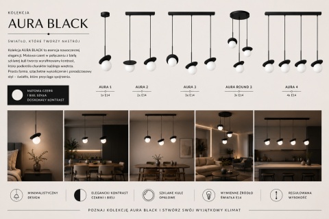 Lampa wisząca 1xE14 Aura Black