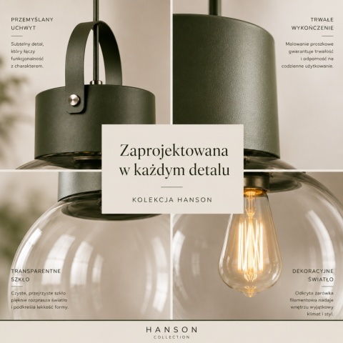 Lampa wisząca 1xE27 Hanson Khaki