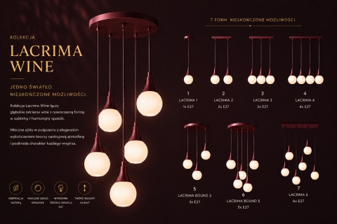 Lampa wisząca 1xE27 Lacrima Wine