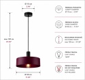 Pendant Lamp 1xE27 Wine/Black
