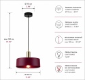 Pendant Lamp 1xE27 Wine/Gold