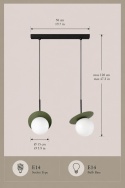 Lampa wisząca 2xE14 Aura Black/Khaki