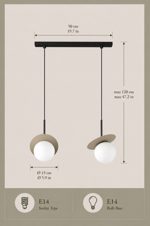 Lampa wisząca 2xE14 Aura Black/Latte