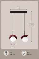 Lampa wisząca 2xE14 Aura Black/Wine
