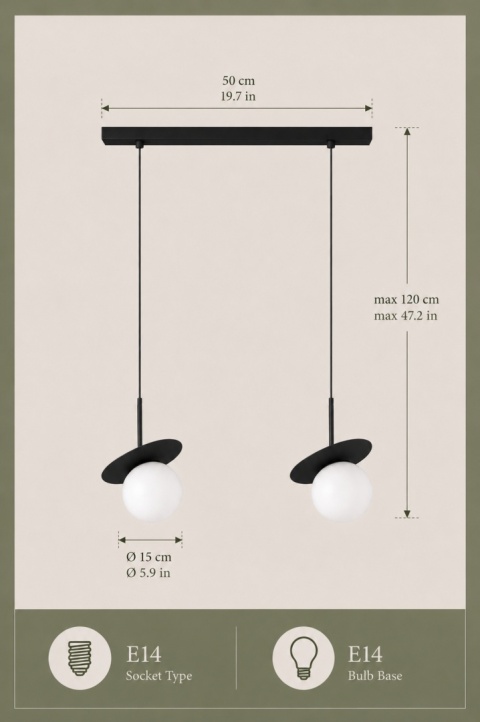 Lampa wisząca 2xE14 Aura Black