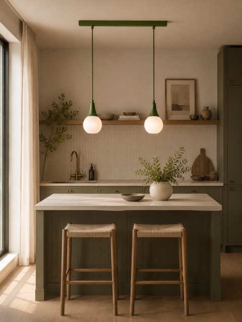 Lampa wisząca 2xE27 Lacrima Khaki
