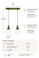 Lampa wisząca 2xE27 Lacrima Khaki