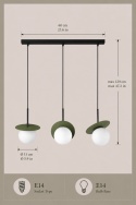 Lampa wisząca 3xE14 Aura Black/Khaki