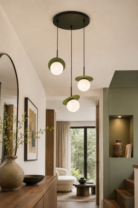 Lampa wisząca 3xE14 Aura Black/Khaki