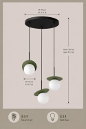 Lampa wisząca 3xE14 Aura Black/Khaki