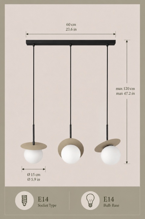 Lampa wisząca 3xE14 Aura Black/Latte