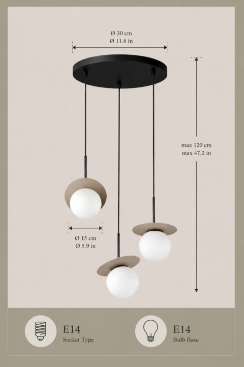 Lampa wisząca 3xE14 Aura Black/Latte
