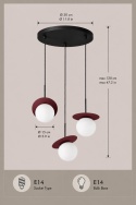 Lampa wisząca 3xE14 Aura Black/Wine