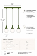 Lampa wisząca 3xE27 Lacrima Khaki