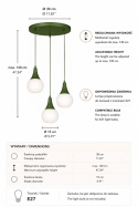Lampa wisząca 3xE27 Lacrima Khaki