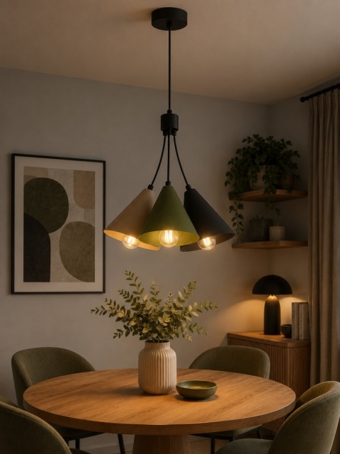 Lampa wisząca 3xE27 Sora Latte/Khaki/Black