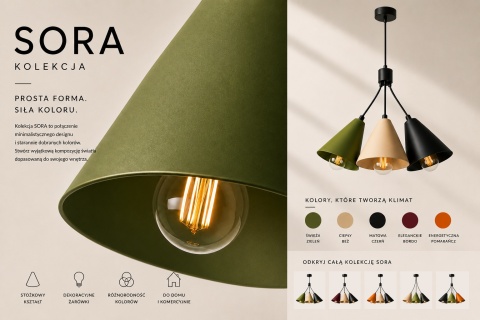 Lampa wisząca 3xE27 Sora Latte/Khaki/Black