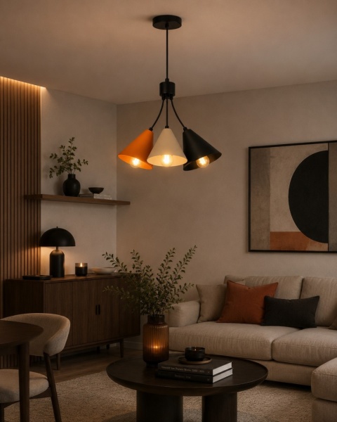 Lampa wisząca 3xE27 Sora Orange/Latte/Black