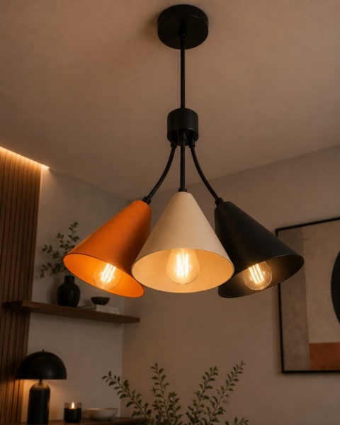 Lampa wisząca 3xE27 Sora Orange/Latte/Black
