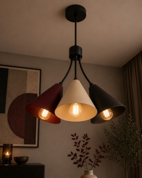 Lampa wisząca 3xE27 Sora Wine/Latte/Black