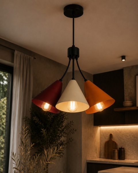 Lampa wisząca 3xE27 Sora Wine/Latte/Orange