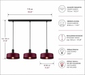 Lampa wisząca 3xE27 Wine/Black