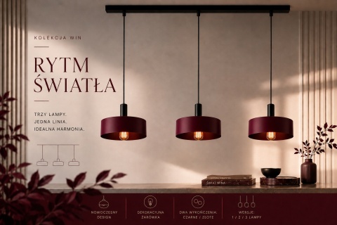 Lampa wisząca 3xE27 Wine/Black