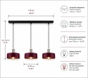 Lampa wisząca 3xE27 Wine/Gold
