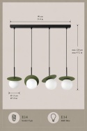 Lampa wisząca 4xE14 Aura Black/Khaki