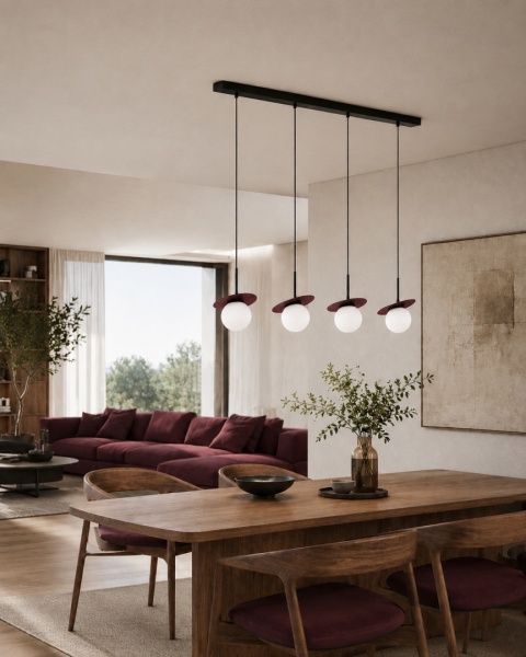 Lampa wisząca 4xE14 Aura Black/Wine