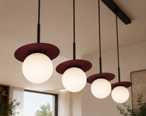 Lampa wisząca 4xE14 Aura Black/Wine