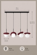 Lampa wisząca 4xE14 Aura Black/Wine