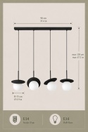 Lampa wisząca 4xE14 Aura Black