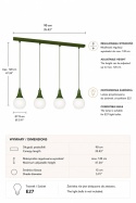 Lampa wisząca 4xE27 Lacrima Khaki