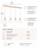Lampa wisząca 4xE27 Lacrima Latte