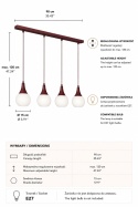 Lampa wisząca 4xE27 Lacrima Wine