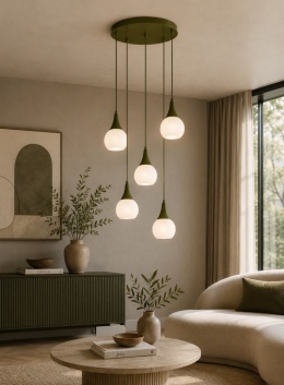 Lampa wisząca 5xE27 Lacrima Khaki