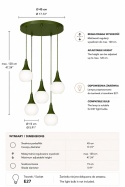 Lampa wisząca 5xE27 Lacrima Khaki