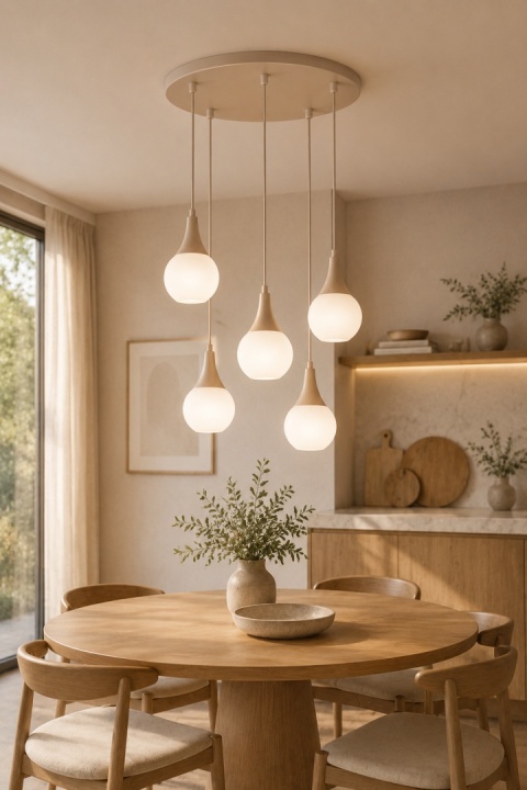 Lampa wisząca 5xE27 Lacrima Latte